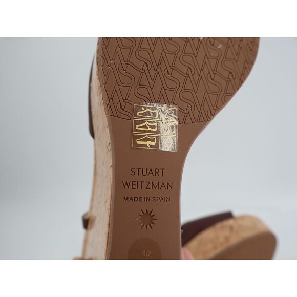 Stuart Weitzman Palmina Womens 9B Leather Platform Wedge Heel Sandals Brown - Picture 9 of 12